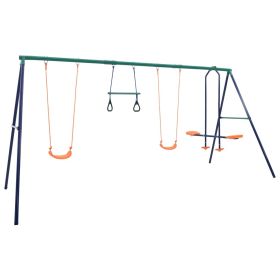 Swing Set with Gymnastic Rings and 4 Seats Steel