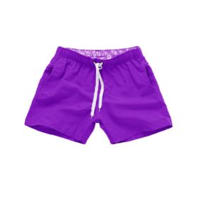 Beach Pants Men's Shorts Summer Surf Pants (Option: Purple-3XL)